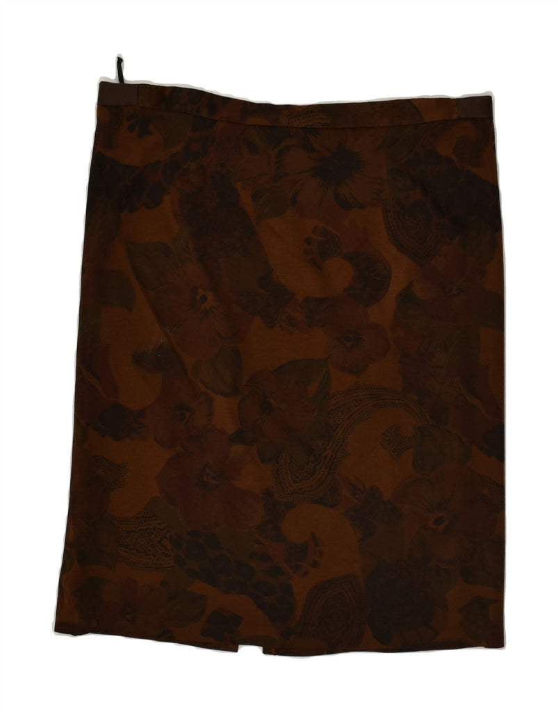 VINTAGE Womens Straight Skirt W36 XL Brown Floral | Vintage Vintage | Thrift | Second-Hand Vintage | Used Clothing | Messina Hembry 