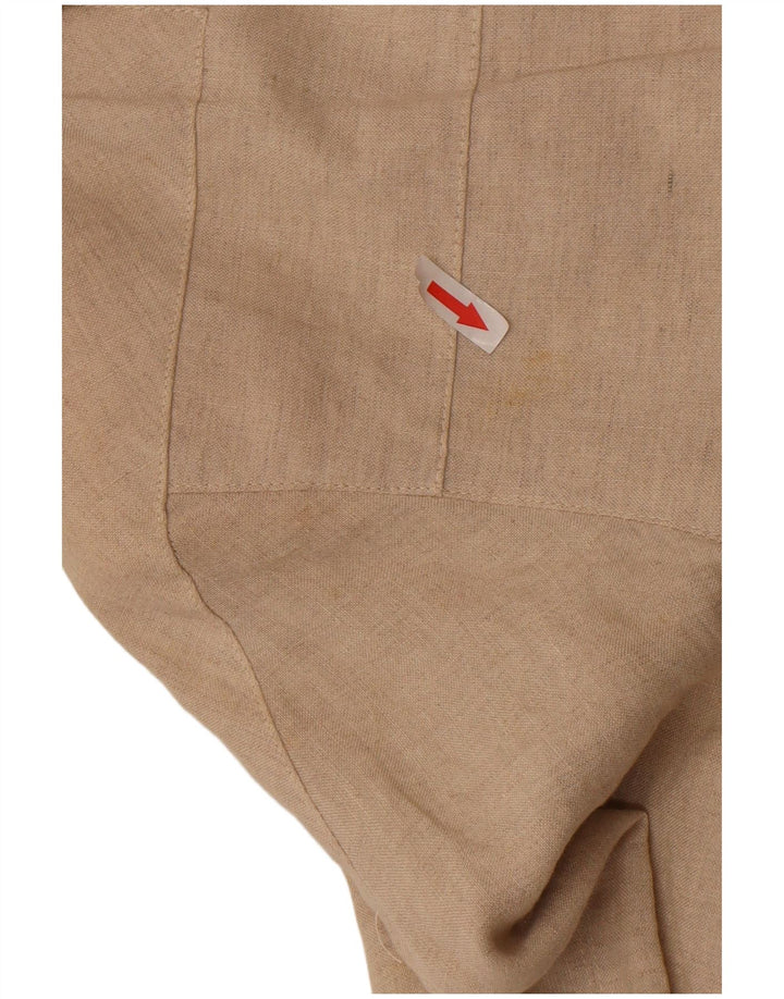 Vintage Womens Oversized Bomber Jacket IT 34 2XS Beige Linen