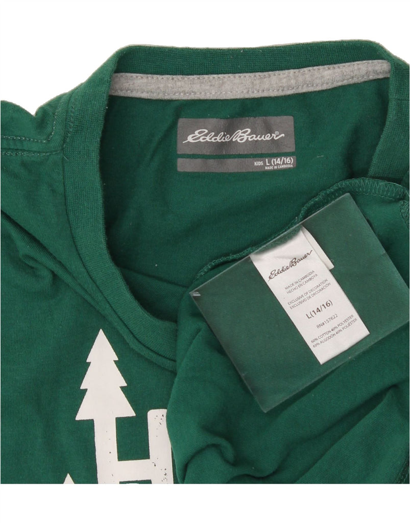 EDDIE BAUER Boys Graphic T-Shirt Top 14-15 Years Large Green Cotton Vintage Eddie Bauer and Second-Hand Eddie Bauer from Messina Hembry 