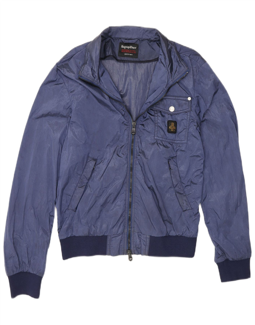Refrigiwear Mens Bomber Jacket IT 46 Small Blue Colourblock Polyamide