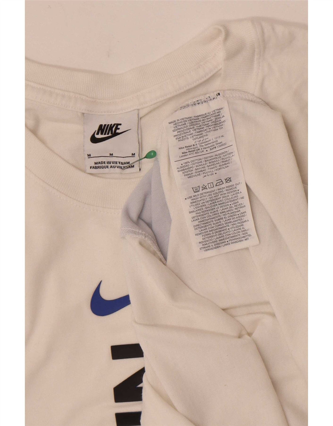Nike Mens Graphic T-Shirt Top Medium White Colourblock Cotton