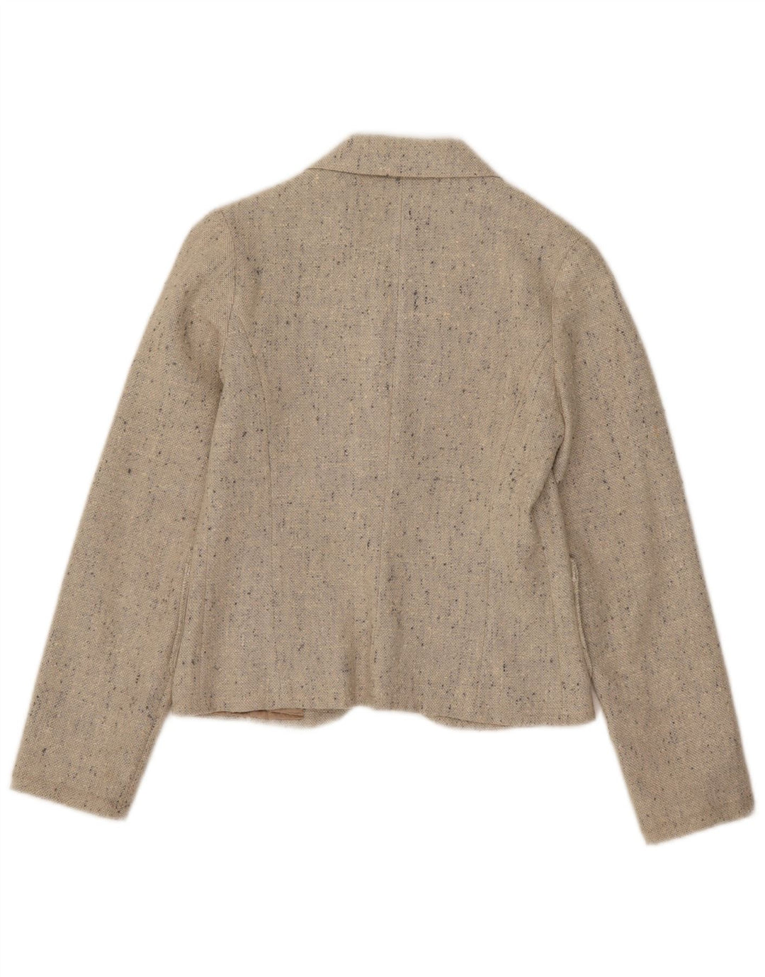 Vintage Womens Crop 1 Button Blazer Jacket UK 4 XS Beige Flecked