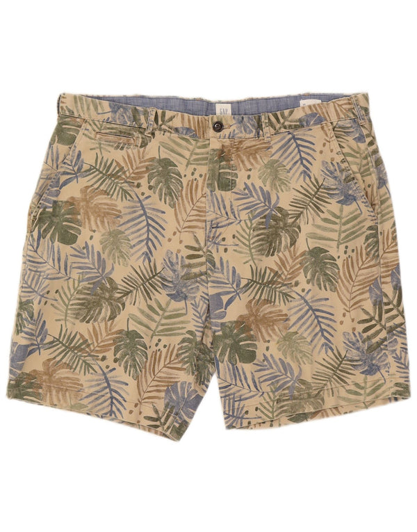 Gap Mens Chino Shorts W38 XL Beige Floral Cotton Hawaiian