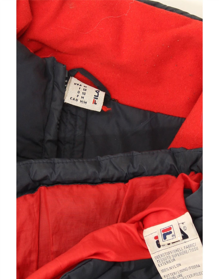 Fila Mens Graphic Padded Jacket UK 38 Medium Navy Blue Nylon