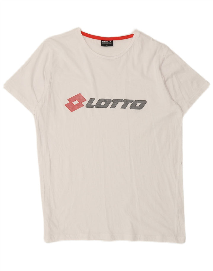 LOTTO Mens Graphic T-Shirt Top Medium White Cotton
