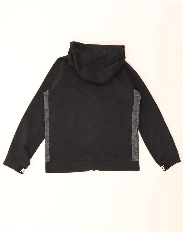 Nike Boys Graphic Zip Hoodie Sweater 12-13 Years Large Black Colourblock
