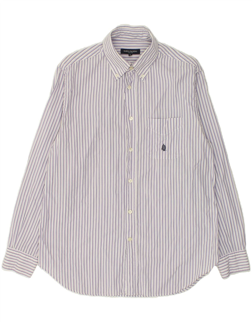 MARINA YACHTING Mens Shirt Size 41 Medium Purple Striped Cotton | Vintage Marina Yachting | Thrift | Second-Hand Marina Yachting | Used Clothing | Messina Hembry 