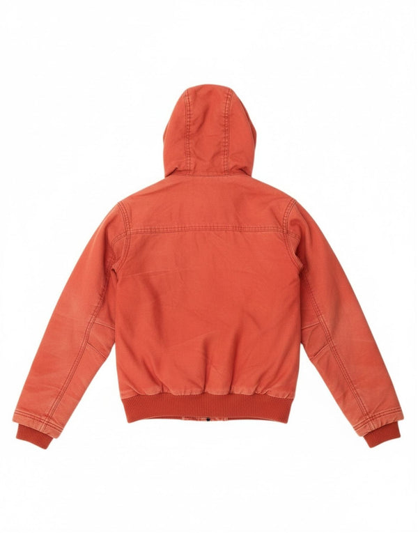 Quiksilver Womens Hooded Bomber Jacket UK 12 Medium Red Cotton