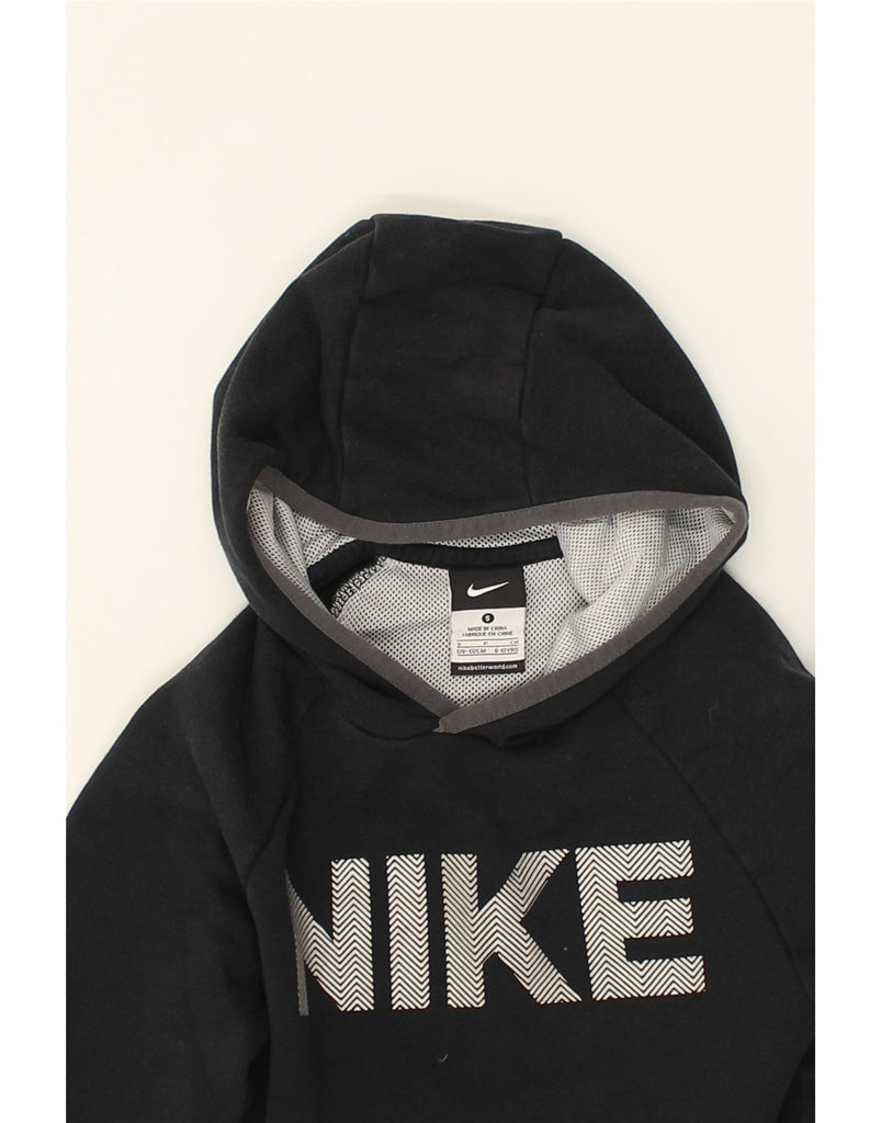 NIKE Boys Graphic Hoodie Jumper 8-9 Years Small Black Cotton | Vintage Nike | Thrift | Second-Hand Nike | Used Clothing | Messina Hembry 