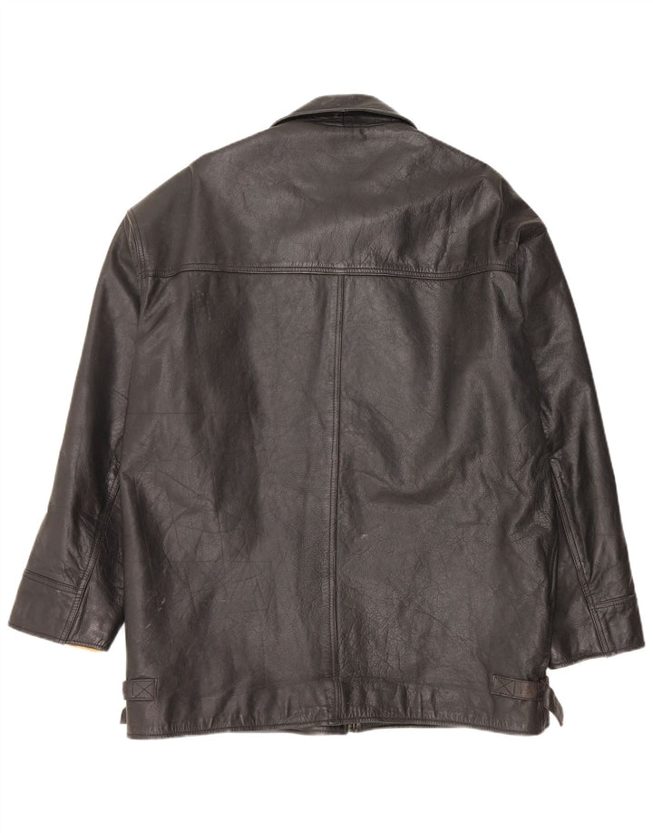 Vintage Mens Leather Jacket UK 42 XL Black Leather