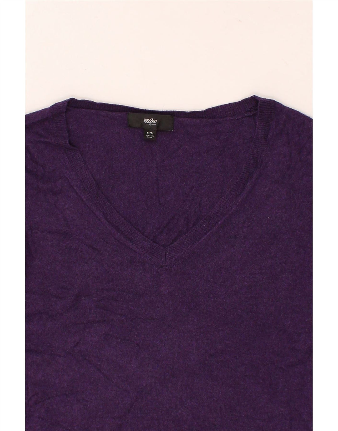 MOSSIMO Womens V-Neck Jumper Sweater UK 14 Medium Purple Nylon Vintage Mossimo and Second-Hand Mossimo from Messina Hembry 