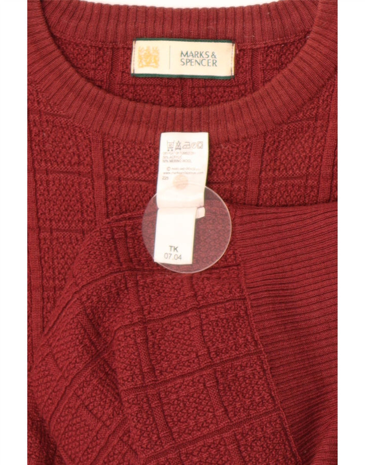Marks & Spencer Mens Crew Neck Jumper Sweater Medium Red Acrylic