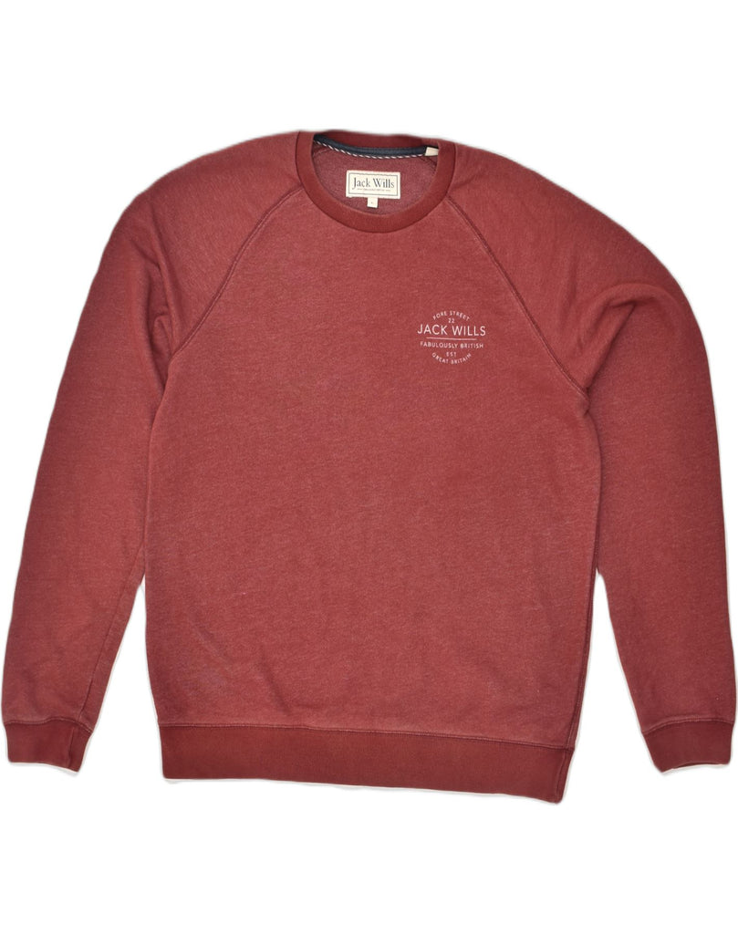 JACK WILLS Mens Sweatshirt Jumper Large Maroon Cotton | Vintage Jack Wills | Thrift | Second-Hand Jack Wills | Used Clothing | Messina Hembry 