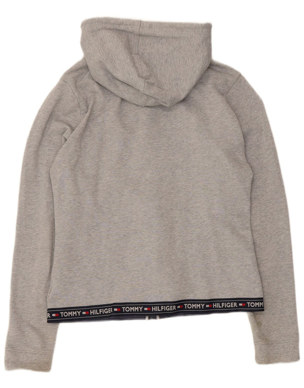 Tommy Hilfiger Womens Zip Hoodie Sweater UK 14 Large Grey Colourblock