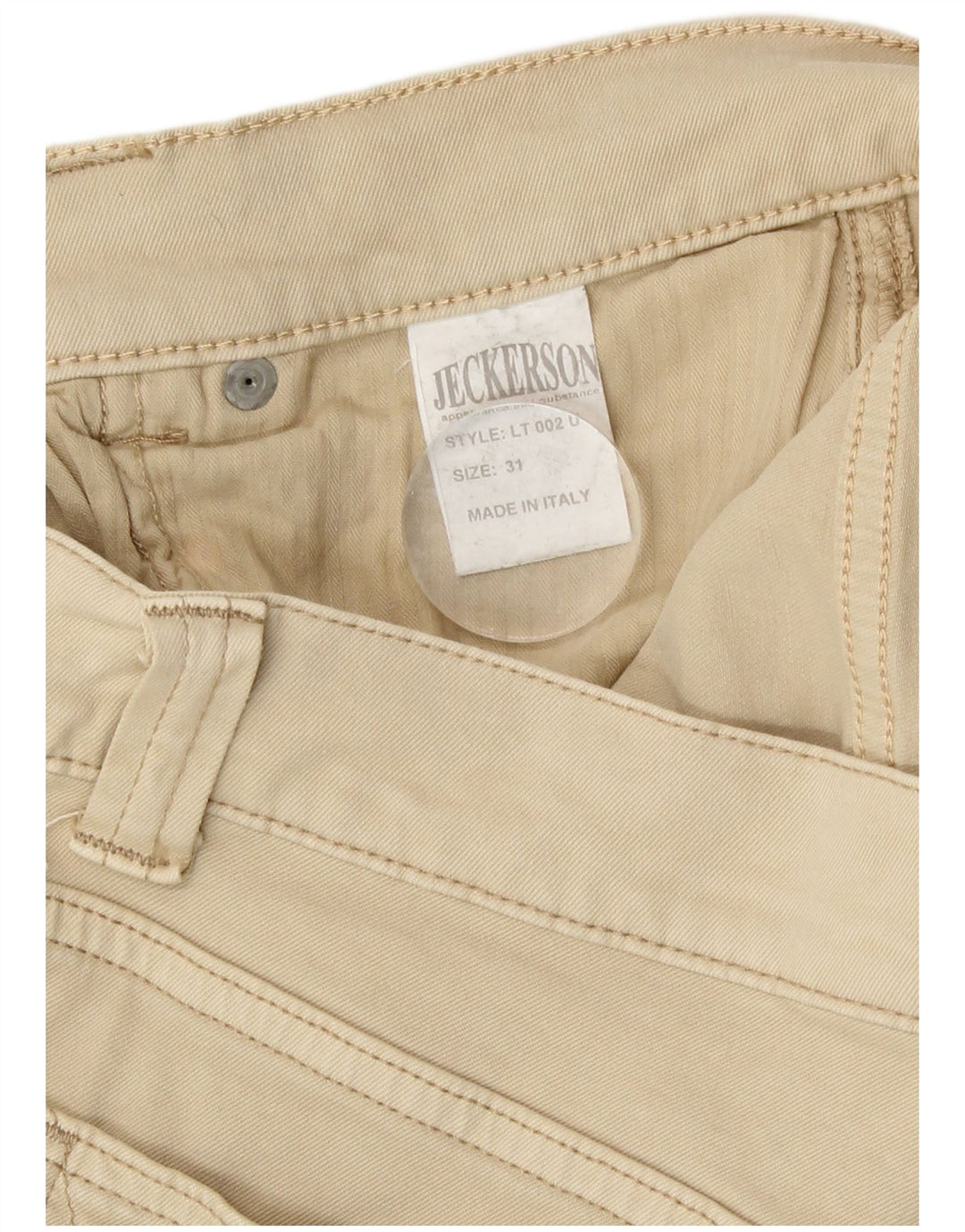Jeckerson Mens Tapered Jeans W31 L31 Beige Cotton