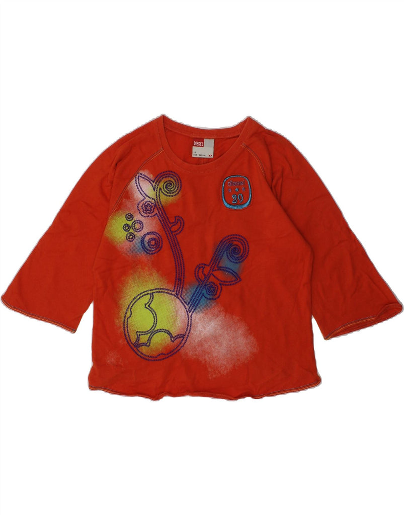 DIESEL Girls Graphic Top Long Sleeve 5-6 Years Red Floral Cotton | Vintage Diesel | Thrift | Second-Hand Diesel | Used Clothing | Messina Hembry 