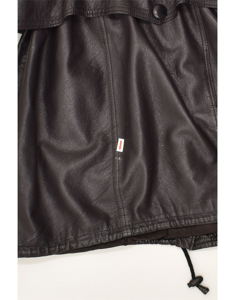 VINTAGE Womens Leather Coat UK 16 Large Black Leather | Vintage Vintage | Thrift | Second-Hand Vintage | Used Clothing | Messina Hembry 