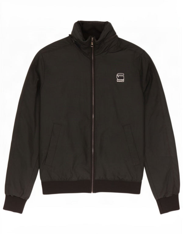 G-Star Womens Hooded Bomber Jacket UK 36 Small Black Polyester