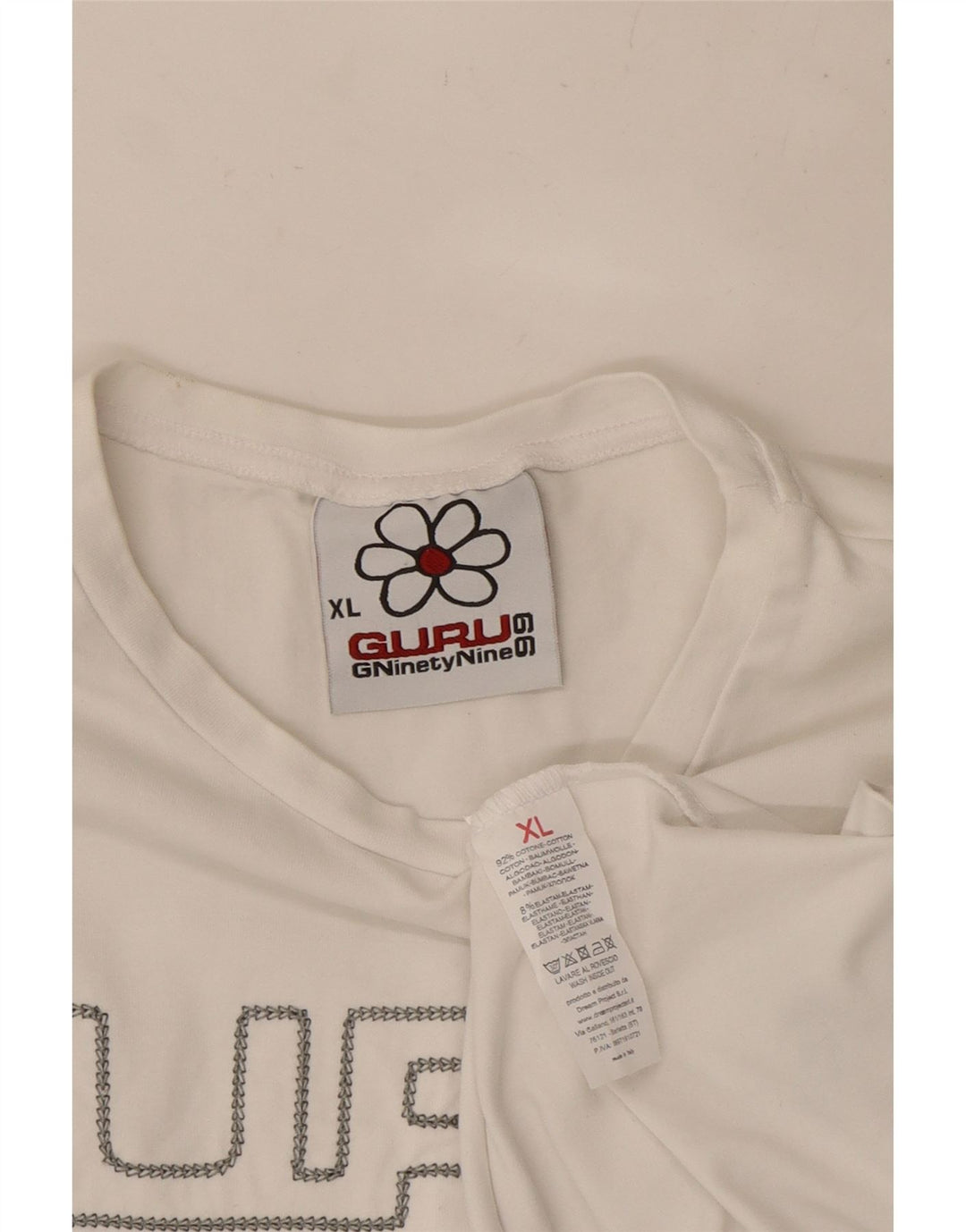 GURU Womens Graphic Top Long Sleeve UK 18 XL White Cotton