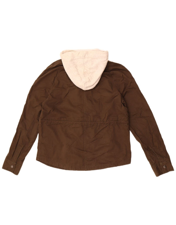 Superdry Womens Hooded Bomber Jacket UK 14 Medium Khaki Cotton