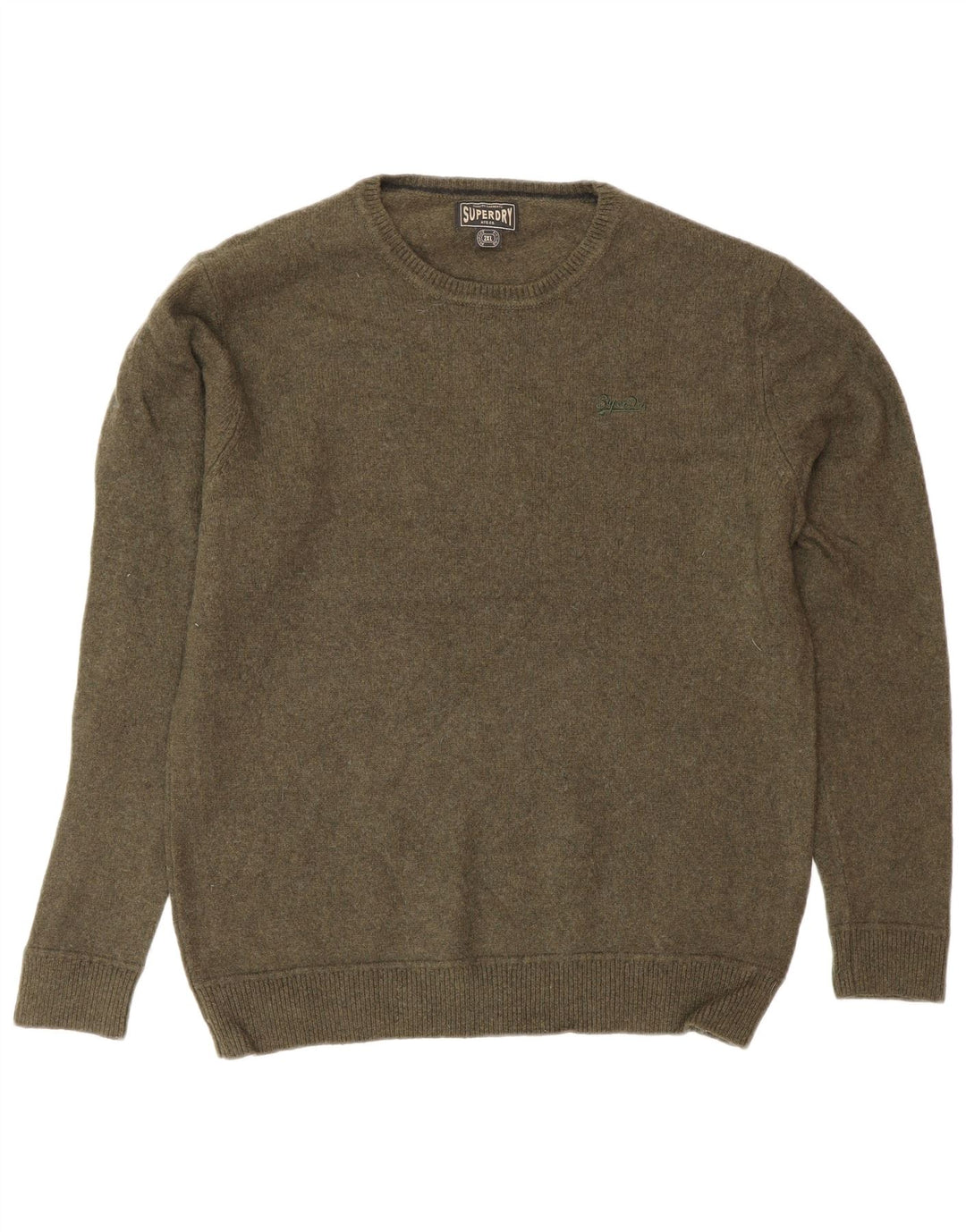 SUPERDRY Womens Crew Neck Jumper Sweater UK 20 2XL Green Wool