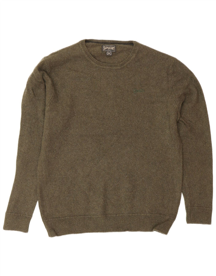 SUPERDRY Womens Crew Neck Jumper Sweater UK 20 2XL Green Wool