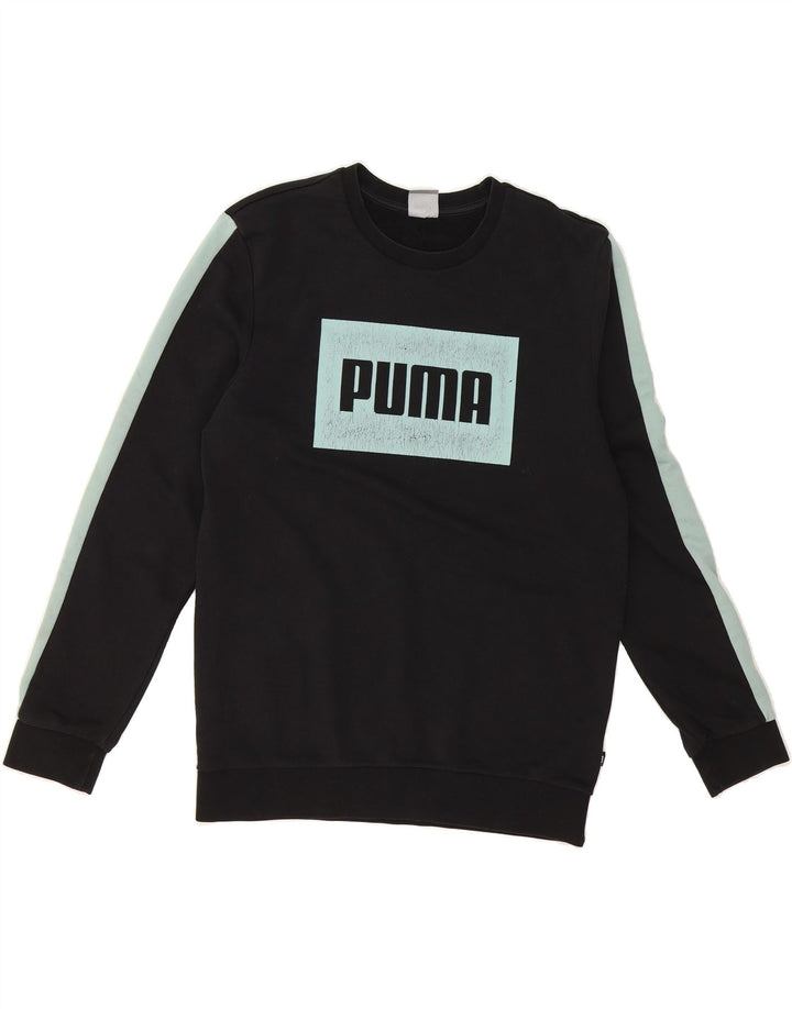 PUMA Mens Graphic Sweatshirt Jumper Small Black Vintage Puma and Second-Hand Puma from Messina Hembry 