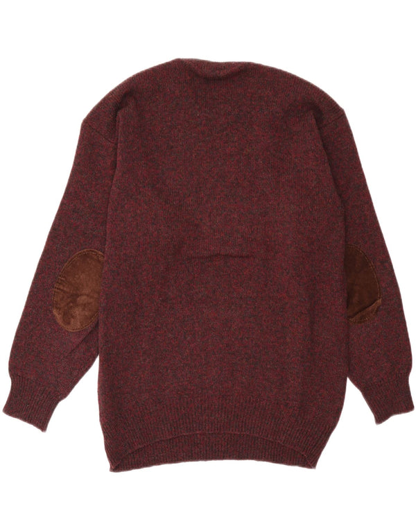 Trussardi Mens Crew Neck Jumper Sweater XL Burgundy Flecked