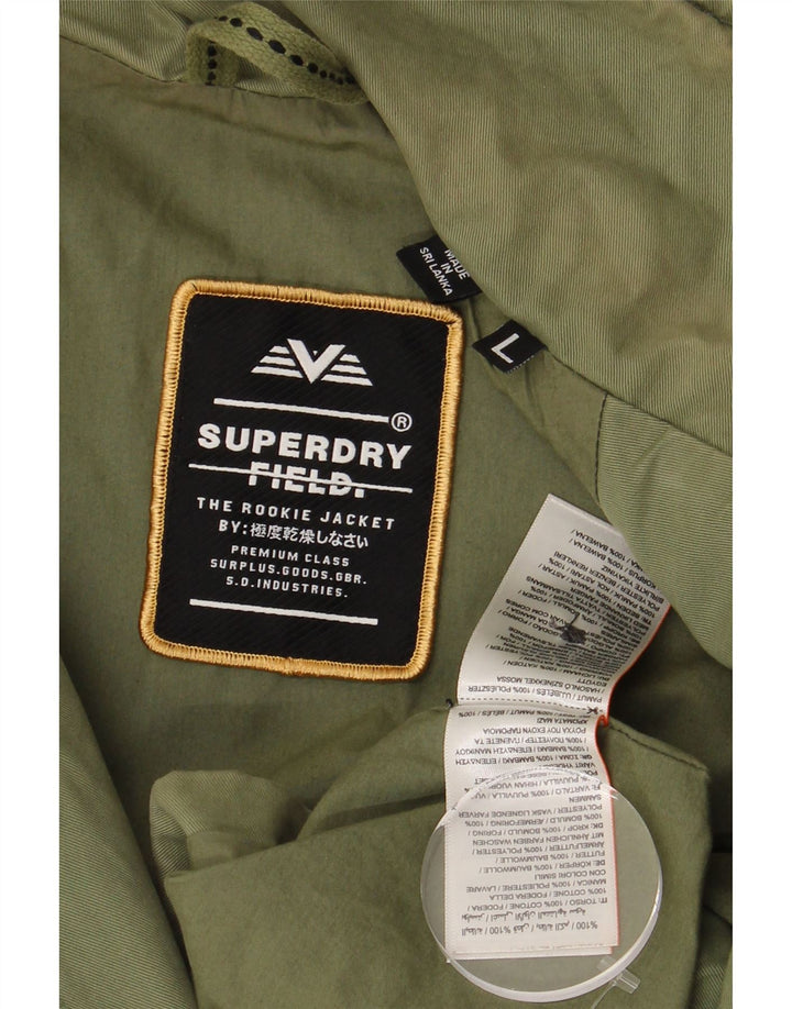 SUPERDRY Mens Military Jacket UK 40 Large Green Cotton