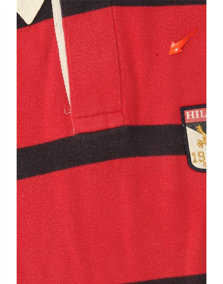 TOMMY HILFIGER Mens Polo Shirt Large Red Striped Cotton Vintage Tommy Hilfiger and Second-Hand Tommy Hilfiger from Messina Hembry 