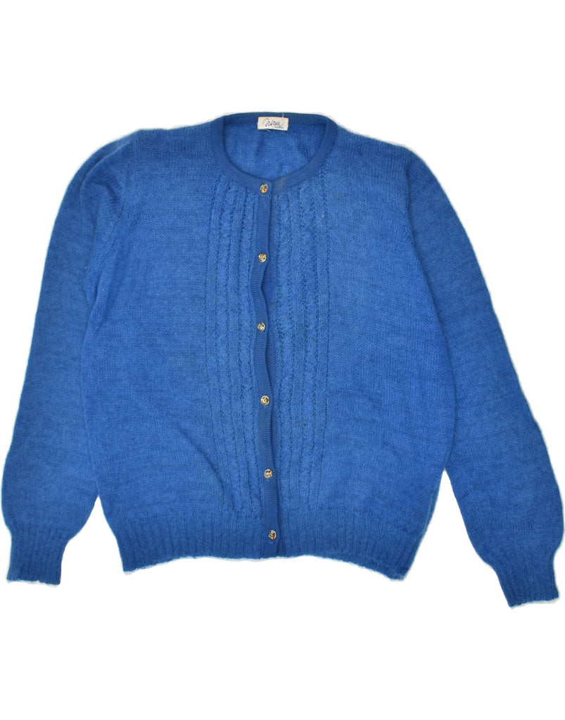 VINTAGE Womens Cardigan Sweater UK 16 Large Blue Mohair | Vintage Vintage | Thrift | Second-Hand Vintage | Used Clothing | Messina Hembry 