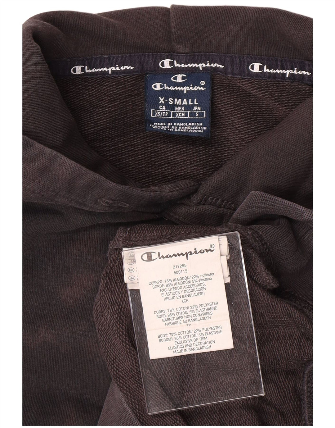 CHAMPION Mens Hoodie Jumper XS Black Tie Dye Cotton