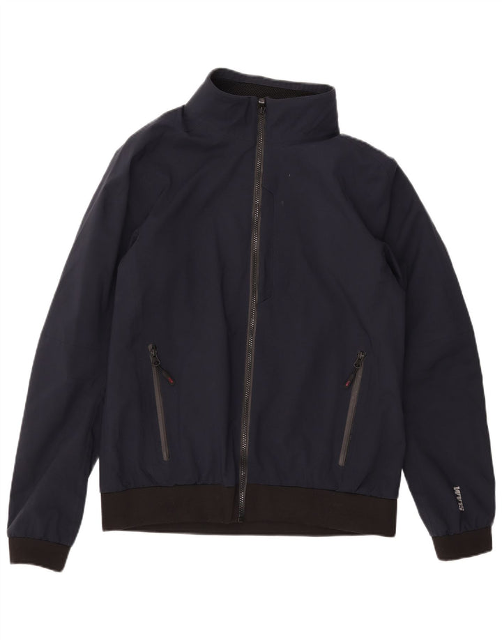 SLAM Mens Graphic Bomber Jacket UK 40 Large Navy Blue Polyester