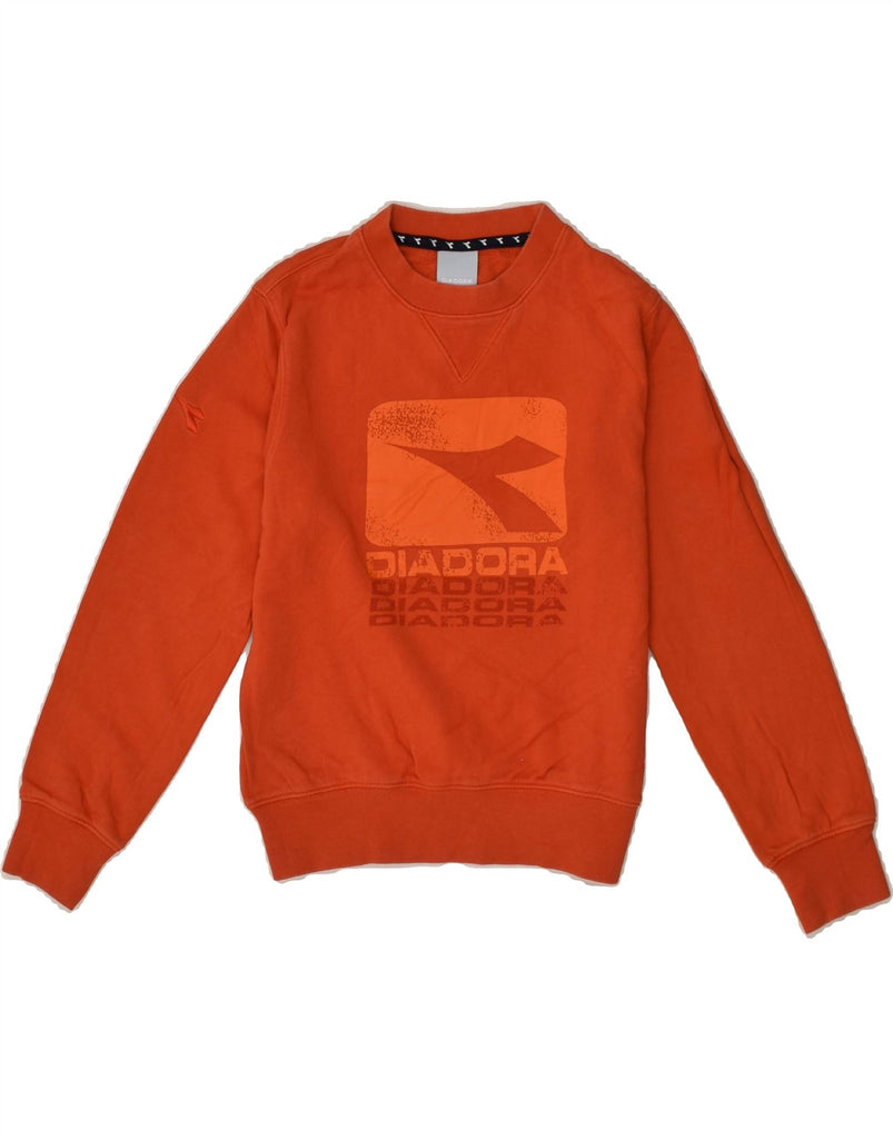 DIADORA Boys Graphic Hoodie Jumper 9-10 Years Medium Red Cotton | Vintage Diadora | Thrift | Second-Hand Diadora | Used Clothing | Messina Hembry 