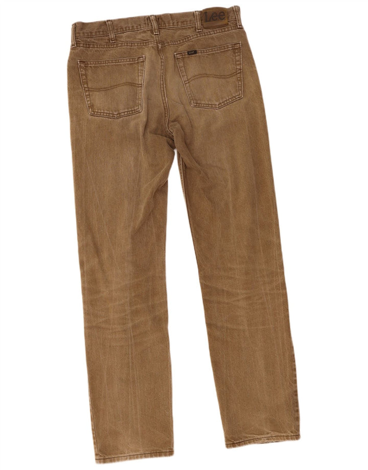 Lee Mens Straight Jeans W35 L34 Khaki Cotton
