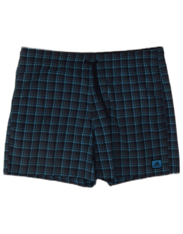 Adidas Mens Swimming Shorts Small  Navy Blue Check Polyester