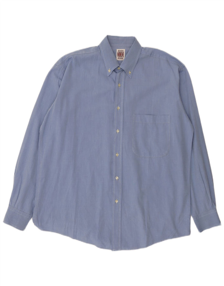 Ferre Mens Shirt Size 42 16 1/2 Large Blue Cotton