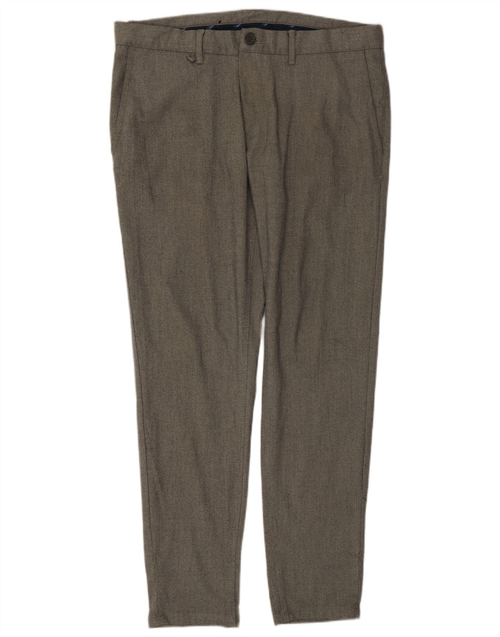 Zara Mens Slim Chino Trousers EU 42 Large W32 L29 Grey Polyester