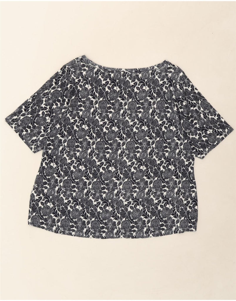 MARKS & SPENCER Womens Blouse Top UK 24 4XL  Black Floral Cotton Vintage Marks & Spencer and Second-Hand Marks & Spencer from Messina Hembry 