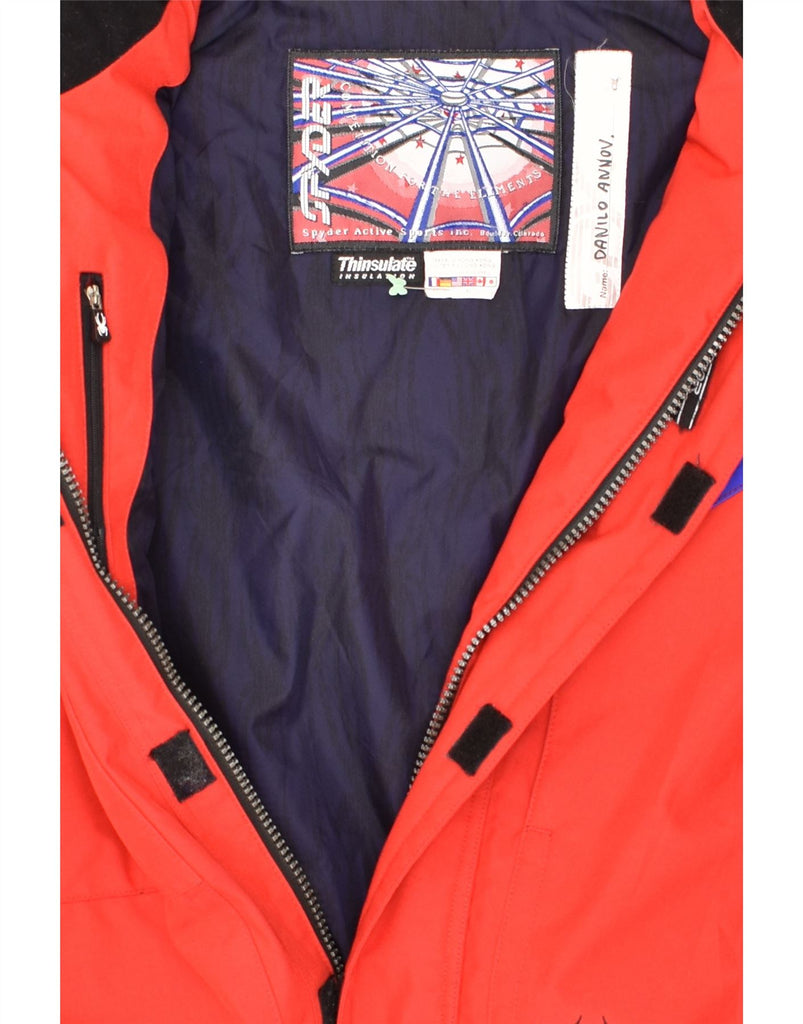 SPYDER Mens Graphic Ski Jacket UK 42 XL Red Colourblock Polyester | Vintage Spyder | Thrift | Second-Hand Spyder | Used Clothing | Messina Hembry 