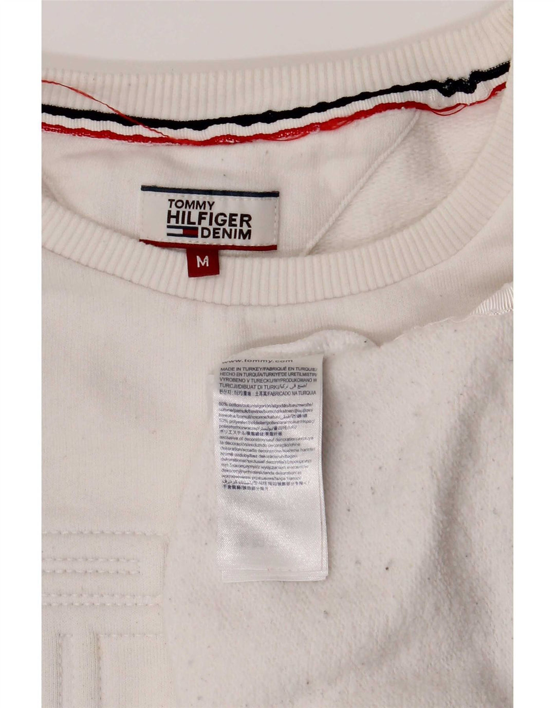 Tommy Hilfiger Mens Graphic Sweatshirt Jumper Medium White Cotton