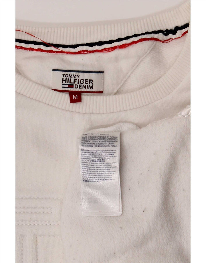 Tommy Hilfiger Mens Graphic Sweatshirt Jumper Medium White Cotton