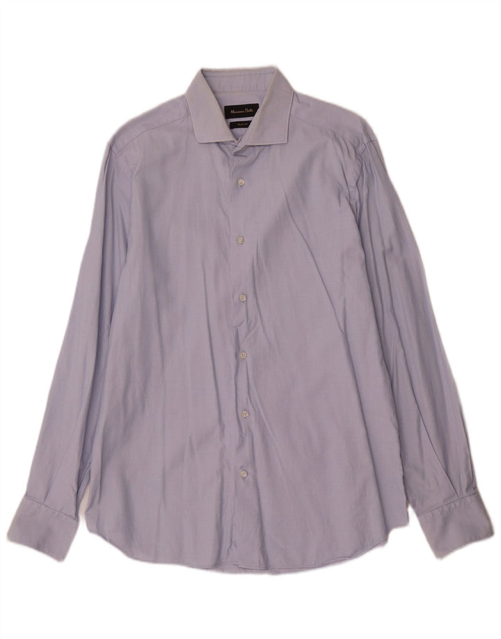 Massimo Dutti Mens Slim Fit Shirt Size 41 16 Large Blue