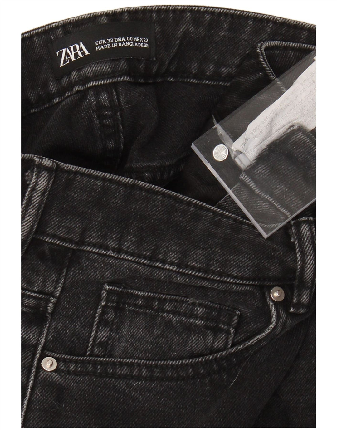 ZARA Womens High Rise Crop Wide Leg Jeans W22 L25 Black Cotton