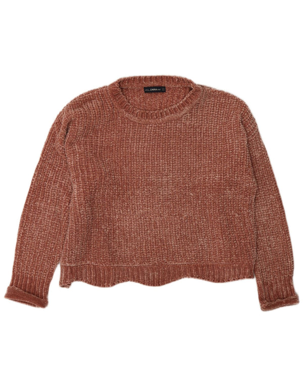 Zara Womens Boat Neck Jumper Sweater UK 14 Medium Brown Polyester