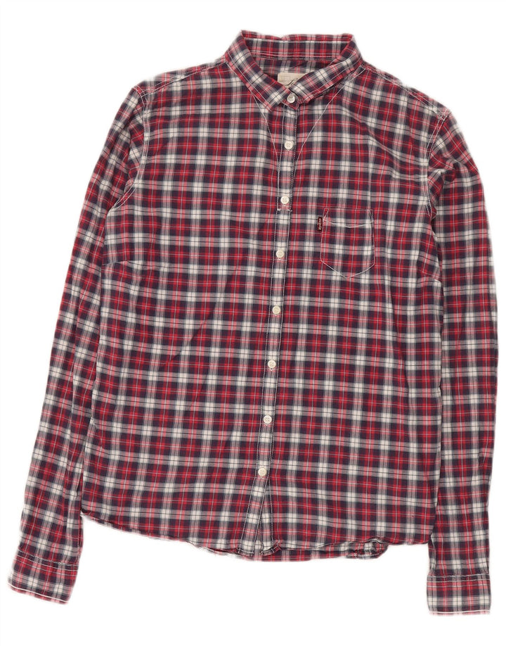 Levi's Womens Shirt UK 14 Medium Red Check Cotton