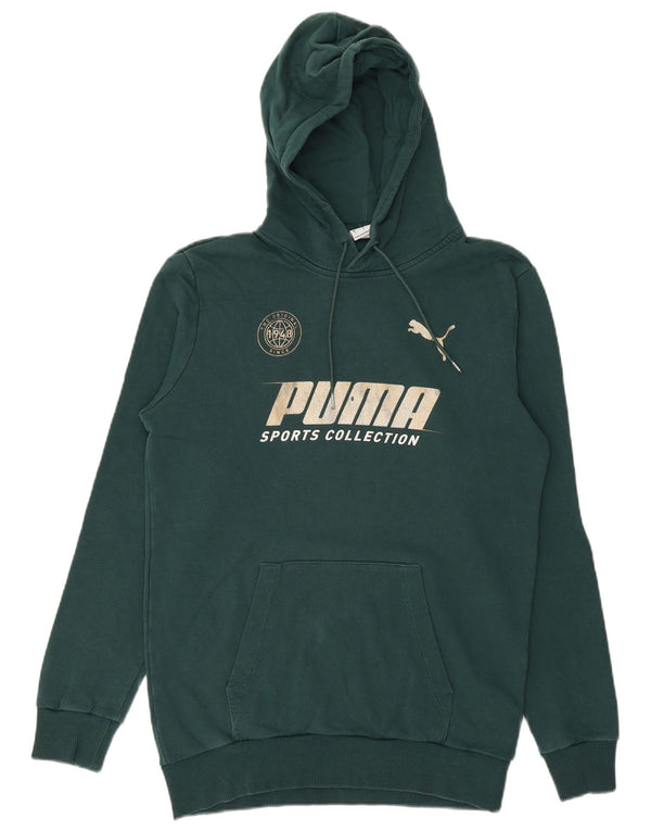 PUMA Mens Graphic Hoodie Jumper Small Green Cotton