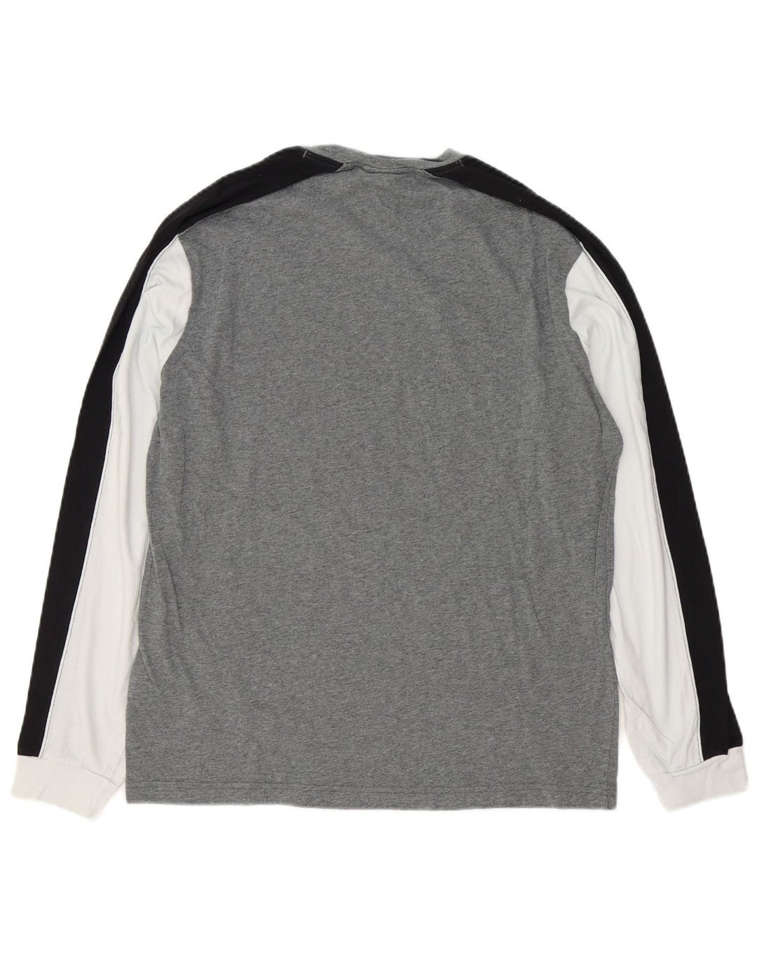 Champion Mens Graphic Top Long Sleeve Large Grey Colourblock Cotton