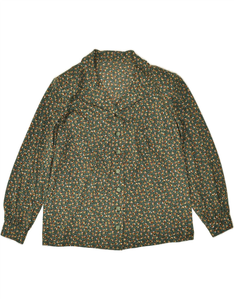 VINTAGE Womens Shirt UK 16 Large Green Floral | Vintage Vintage | Thrift | Second-Hand Vintage | Used Clothing | Messina Hembry 