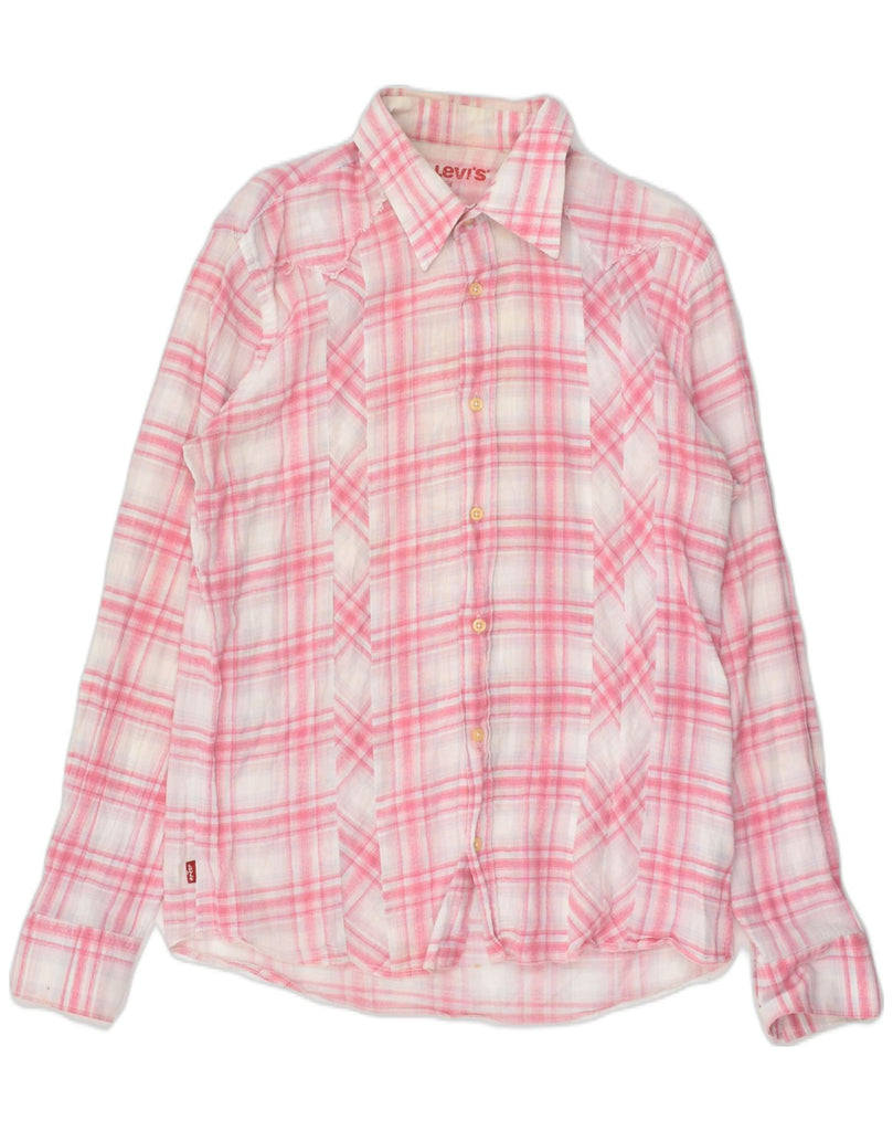 LEVI'S Womens Shirt UK 14 Large Pink Check Cotton | Vintage Levi's | Thrift | Second-Hand Levi's | Used Clothing | Messina Hembry 